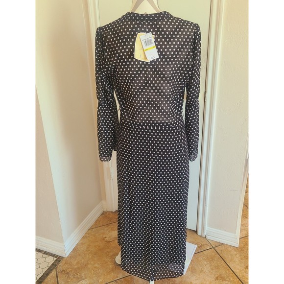 Michael Kors midi dress v-neck 3/4 sleeve polka dot size M brown S ..M - Picture 12 of 12